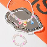 Fairy Tale Heart Beaded Necklace & Bracelet Jewelry Set for Kids 2 Pcs