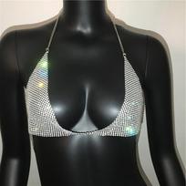 European and American Women's Clothing Cross-Border Hot Body Chains Exaggerated Rhinestone Bikini Chest Necklace Sexy Nightclub All yards