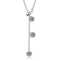 Fine Jewelry 925 Sterling Silver Round Cut Total 1.5CT VVS1 GRA Moissanite Tassel Design Pendant Necklaces for Women 1.5ct Moissanite+GRA Certificate