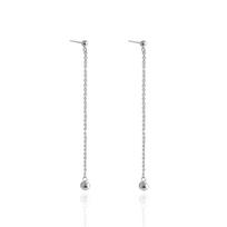 WMET049 925 Silver Fine Stud Earrings Long Tassel Bead Drop Chain Statement Earrings