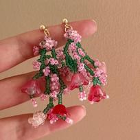 Fresh Smart Vacation Earrings Sweet Delicate Super Fairy Beaded Floral Tassel Blooming Style Versatile Girly Fashion Studs