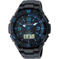 Q&Q Citizen Watch Analog Radio-Controlled Solar Water Resistant with Date, Urethane Band, Men's MD06-335 Black x Blue black