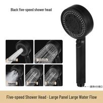 Cross Black Knight 5-Speed Lotus Shower Head Set with Water Stop Feature Hot Selling Five-Speed Soft Spikes [No Water Stop]