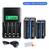 CITYORK 1,2 V AA įkraunama baterija + 1,2 V AAA įkraunamos baterijos + LCD USB akumuliatoriaus įkroviklis 1,2 V AA AAA nimh NI-MH baterijai