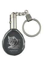 Highland Lynx - Fob su katės nuotrauka, krištolo raktų pakabukas dovanų dėžutėje, unikali Art-Dog prekės ženklo dovana skaidri
