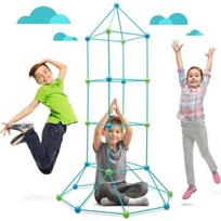 Educational Toy - Kids Fort Building Kits - Cabin Construction Kit - 87 Pieces - Blue - DIY