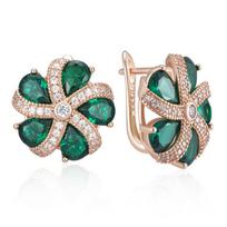 Shiny Green Natural Zircon Drop Earrings For Women Trend  Rose Gold Color Bride Wedding Fine Jewelry Crystal Gift