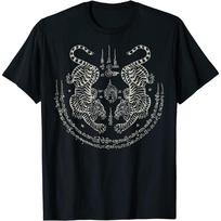 Kiristyle Sak Yant Thai Tattoo Twin Tiger Muay Magical Thailand Gift Unisex T-Shirt Men Women Birthday Gift S juoda