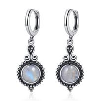 New Elegant Natural Kyanite Silver Drop Earrings for Women Vintage Jewelry Wedding Engagement Hoop Earrings Gifts