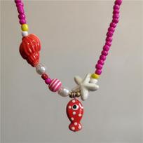 Summer Colorful Ceramic Fish Starfish Pendant Beaded Choker Necklace For Women Beach Romantic Boho Jewelry Accessories