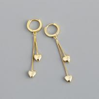 Sterling Heart Drop Earrings With Tassel Fringe 18K Gold Plated Or Rhodium Fashionable Womens Jewelry 925 Sterling Silver