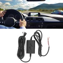 Dash Cam Hardwire Kit 12V/24V to 5V 2.5A Left Angle Mini USB Step‑Down Line for Parking Monitoring Color: Black