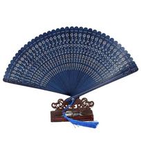 Multi Color Bamboo Folding Fan Handmade Han Fu Dance Vintage Dancing Fan  for Home Blue-Style A