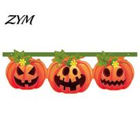 Halloween Pumpkin Flag Banner ,Spooky Hanging Garland, Happy Festive Store Event Decorations Party Decoration for Porch Fence, Photo Setting Backdrop 1pc