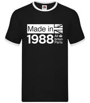 All British Parts 1988 - Mens Ringer - 36th Birthday Gift Present 36 Idea XXL