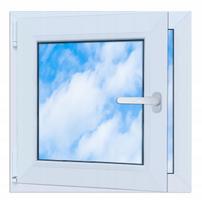 PVC langas baltas 60x60 KAIRĖS naujas 600x600 mm atverčiamas ir atidaromas RU dvigubo stiklo paketas