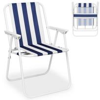 Alan Folding Camping Chair, Navy Blue Stripes