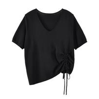 Large size salty and sweet drawstring lace-up sweater T2026 summer new pullover cool top 244568 xl ( 65-75kg )