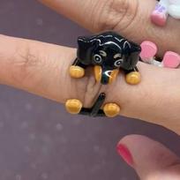 Dripping Oil Elephant Ring Jewelry Accessories Funny Finger Buckle  Decoration Dachshund