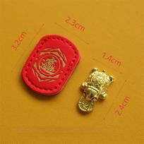 Coin Biting Golden Turtle Charm Leather Sleeve Wallet Charm Golden Turtle Keepsake  Wallet Carry red style 1