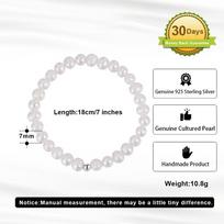 Fine Jewelry Bracelet Rhodium Plated 6-7mm Pearl Beads Natural Baroque Freshwater Pearls Bracelets for Women