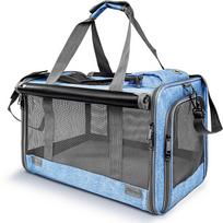 Manufacturer  Customized logo Large-capacity Outdoor Travel Folding Pet Shoulder Bag Portable Pet Carrier Bags (Blue,46CM*30CM*30CM)