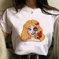 Disney Cartoon Villain Princess Graphic T Shirts Streetwear Y2k Women T-shirts Summer Tops Harajuku Ladies T Shirt White Blouses XXXL