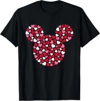 Hot Fashion Casual Disney Mickey Mouse Icon Pink Hearts Valentine's Day T-Shirt S-4XL Summer XXL