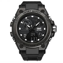 Vaikams skirta sportinė analoginė-skaitmeninė laikrodis su dideliu ekranu, Kinijos skaitmeninis mechanizmas, 5BAR atsparumas vandeniui, žadintuvo funkcija, plastikas, unisex big display waterproof boys analog digital watch juoda