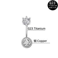 Hot-Selling Cross-Border Body Piercing G23 Titanium Rod Stainless Steel Copper Zircon Navel Ring Love Butterfly Design 1.6*10