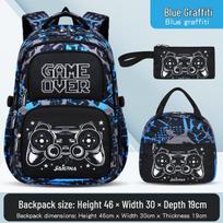 Cross-border Primary School Students Solid Color Graffiti Large Capacity Kids' Backpack 3-Piece Set