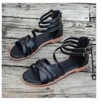 Women's Flat Cross-strap Roman Sandals with Non Slip Rubber Soles Fashion Summer New Casual Simple Beach Sandals Plus Size 43 35