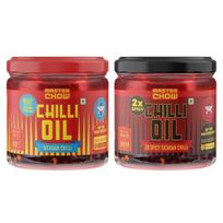 MasterChow Combo Of Mild Chilli Oil Sauce&Double Trouble 2X Spicy Sichuan Chilly Oil Sauce(New Launch)& Red Chilies (340 Ml) 800GM