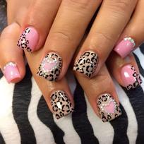 24x Valentines Day Press On Nail Short Square Stick on Nail Leopard Heart Full Cover False Nail Glossy Acrylic Nail 1