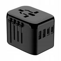 Universalus kelioninis įkrovimo adapteris Usb-a X2/usb-c x2, juodas