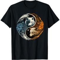Harmonious Tees Wolf Yin Yang Unisex Adult T-Shirt S