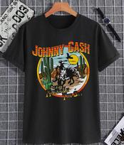 Johnny Cash Band Tee Vintage Retro rock music tees Country T-shirt Unisex T-Shirt L
