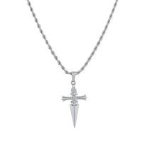 Punk Stainless Steel Sword Cross Pendant Necklaces Twists Chain Hip Hop Choker Necklace for Women Men Jewelry Gifts