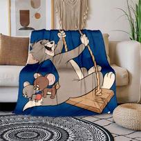Tom & Jerry Kids Cartoon Wall Stickers Home Decor Art Mural Poster GiftBlanket Flannel Throw Blanket for Sofa, Bed, Travel, Camping, Office 100x150cm
