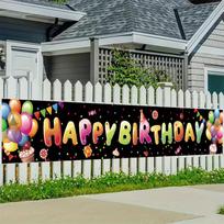2D Large Happy Birthday Banner Yard Sign Colorful Letter Outdoor Birthday Party Supplies 47.2x31.5inch/120*80cm
