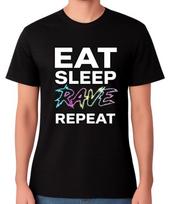 Eat Sleep Rave Repeat Unisex T-Shirt EDM Festival House Music Party Tee S įvairiaspalvis