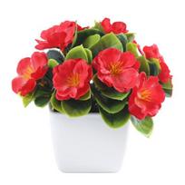 Small Artificial Cherry Blossom in Pot Faux Peach Flower Potted Plants for Home Wedding Table Decoration
