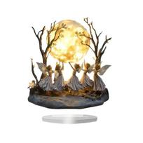 Fairies Dancing Ornaments, with Stable Base High-Definition UV Printing Design, Durable Acrylic Forest Fairy Moon Design Decorative Item A
