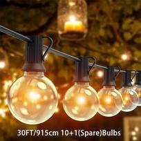G40 LED lauko girliandos lemputės, 12,19 metro / 480 colių 14+1 (atsarginės) lemputės