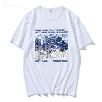 Radiohead T Shirt Men and Women Rock Boy Retro Printed Loose Japan Station Tops 100% Cotton Indie fans Band Music Tees Male Tops XS