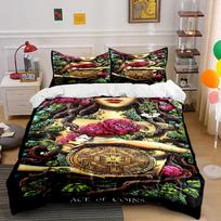 Elegant  Ace of Coins  Floral Art Bedding Bedding set (1 duvet cover, 2 pillowcases, duvet not included) 135x200cm