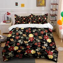 Floral Print Black Bedding Set Bedding set (1 duvet cover, 2 pillowcases, duvet not included) 135x200cm