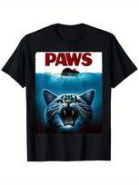 Paws Cat and Mouse Parody Funny Cat T-Shirt, Suitable for Mens & Womens Outdoor L