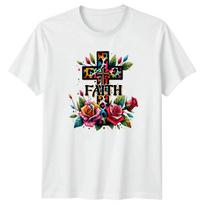Faith Womens T-Shirt Leopard Print Cross Christianity Mothers Day Gift For Her XXXL