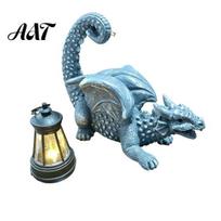 Fairy Garden Accessories Solar Dragon Tree Hugger Statue Wall Decor, Whimsical with Lantern, Outdoor & Fantasy Creature Statues Yard Figurine A